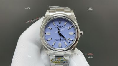 Clean Factory Rolex Oyster Perpetual 3230 Light Blue Face Watch 